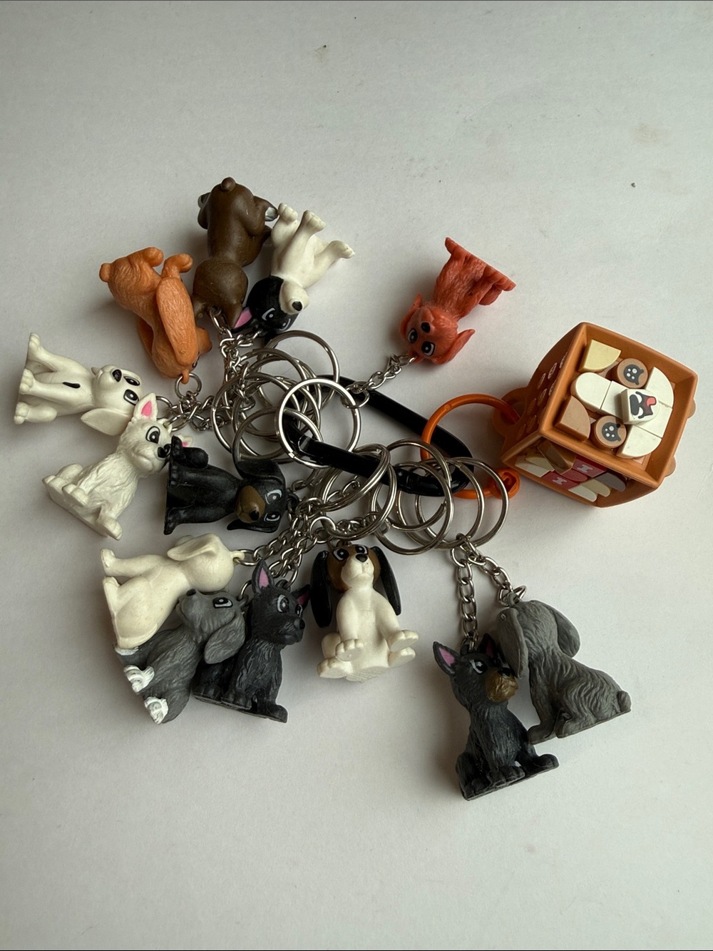 Dog Charm Keychain Set - Multi Colored Puppy Charms lot